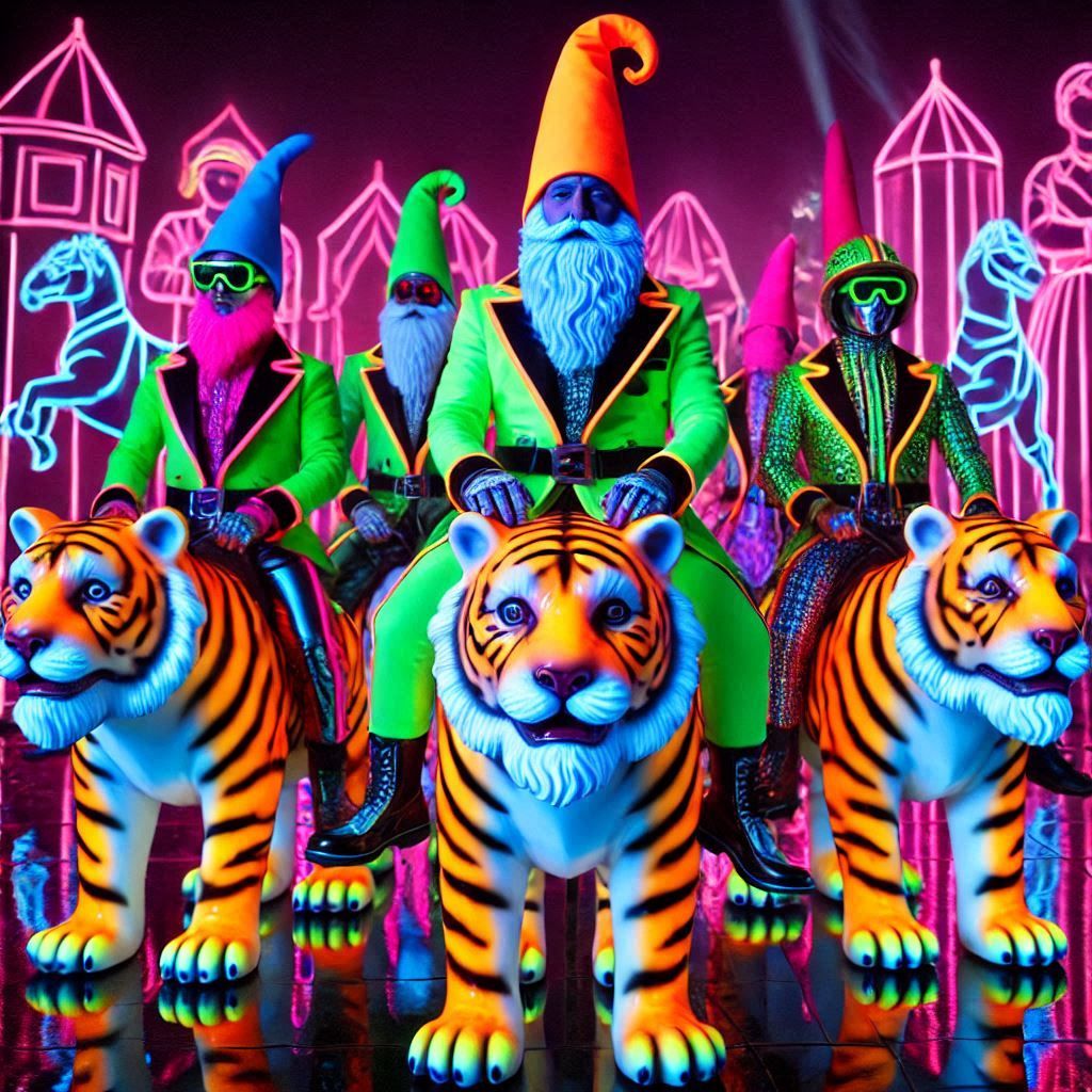 Tiger riding DMT machine gnomes