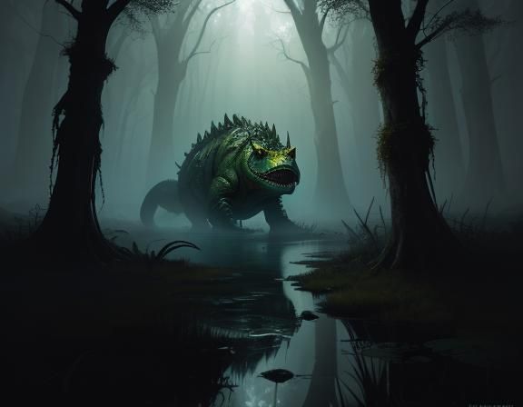 A bullywug in a swamp. A bullywug in a swamp. a masterpiece,...