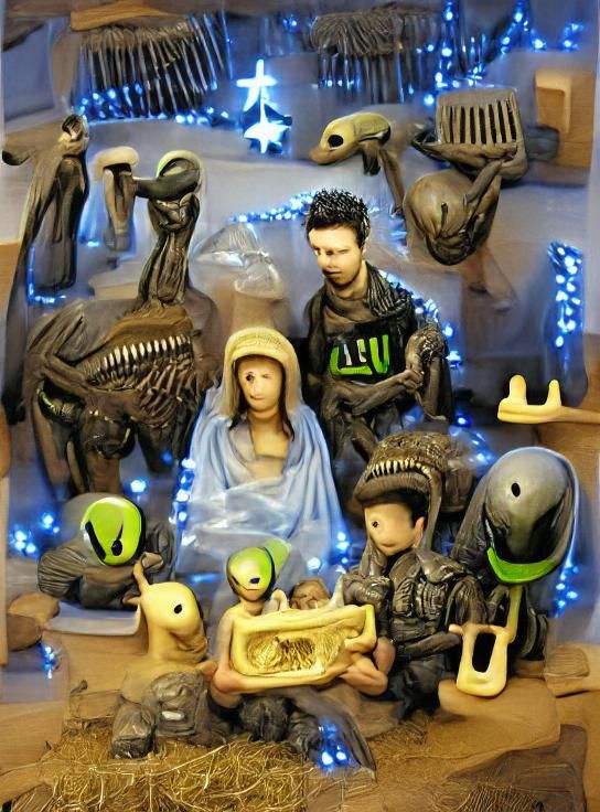 Aliens nativity scene
