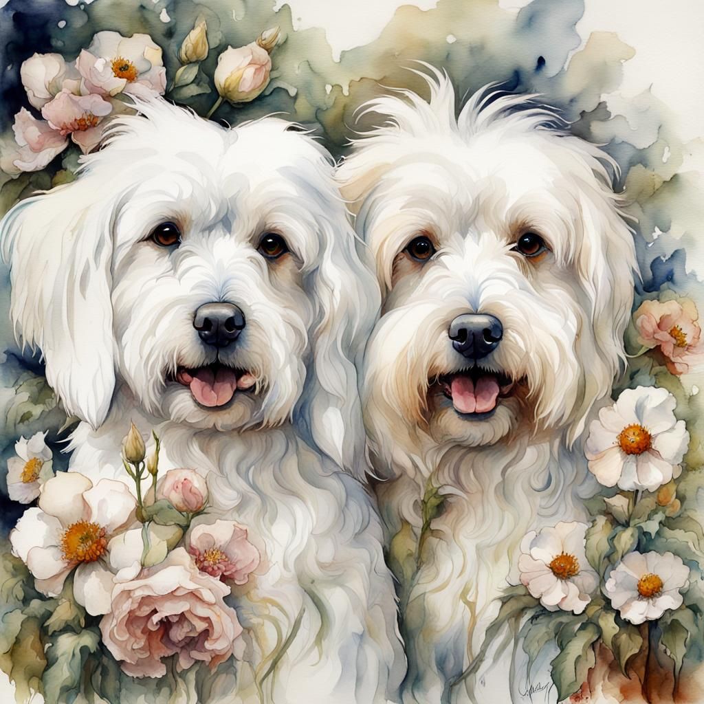 Cotton de tulear dogs with flowers ...