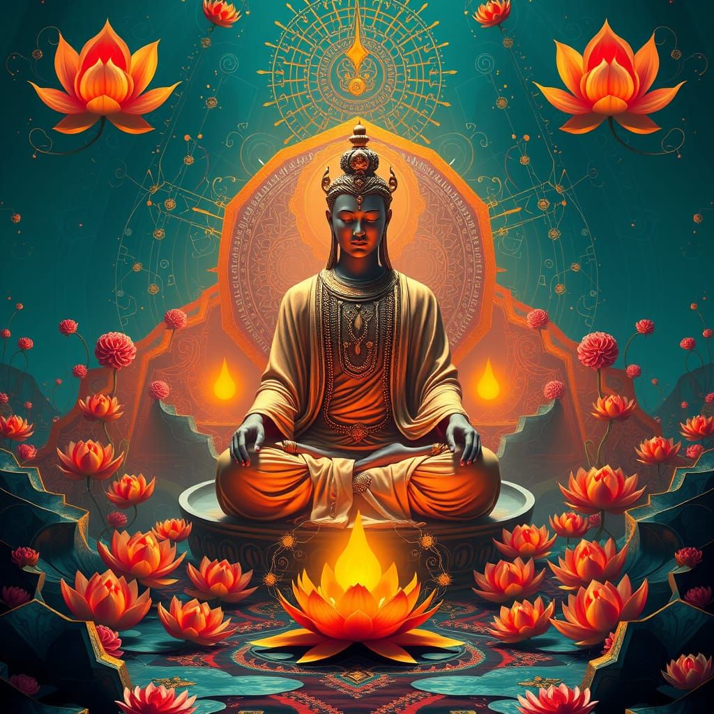 Majestic Figure in Vibrant, Hyper-Detailed Golden Ratio Comp...