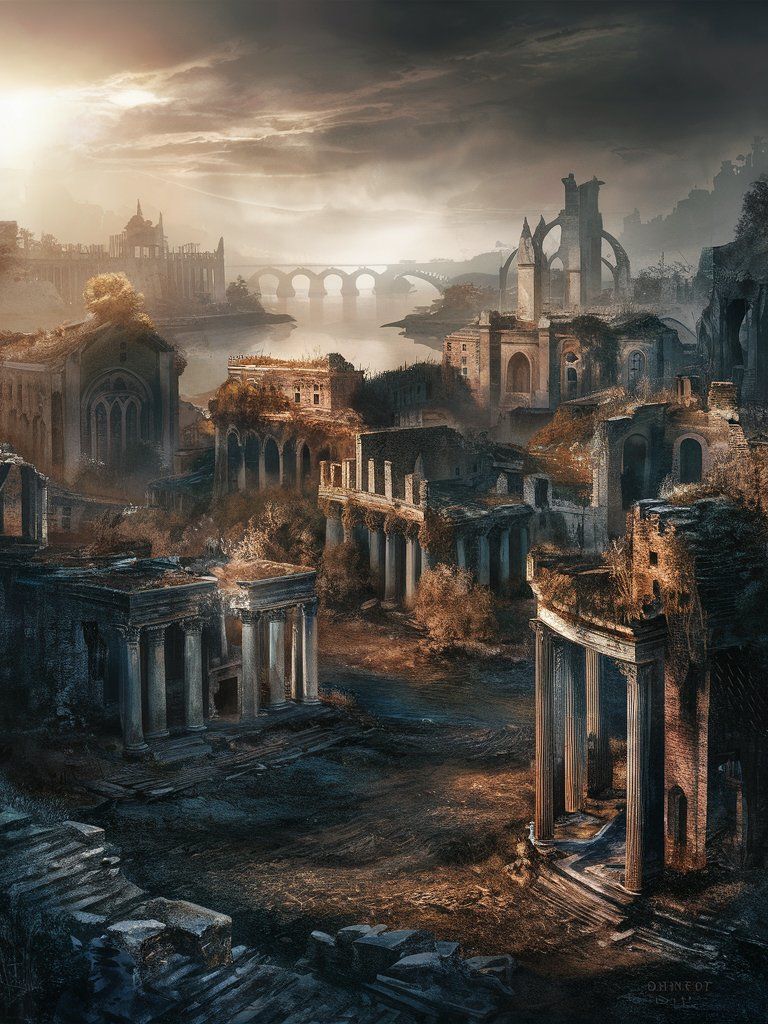 Sunrise over forgotten ruins
