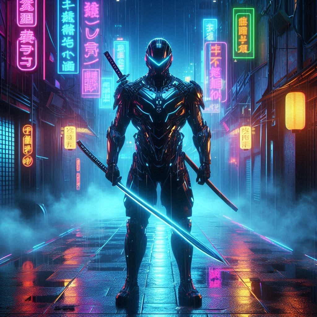 "Neon Samurai: Guardian of the Shadows"