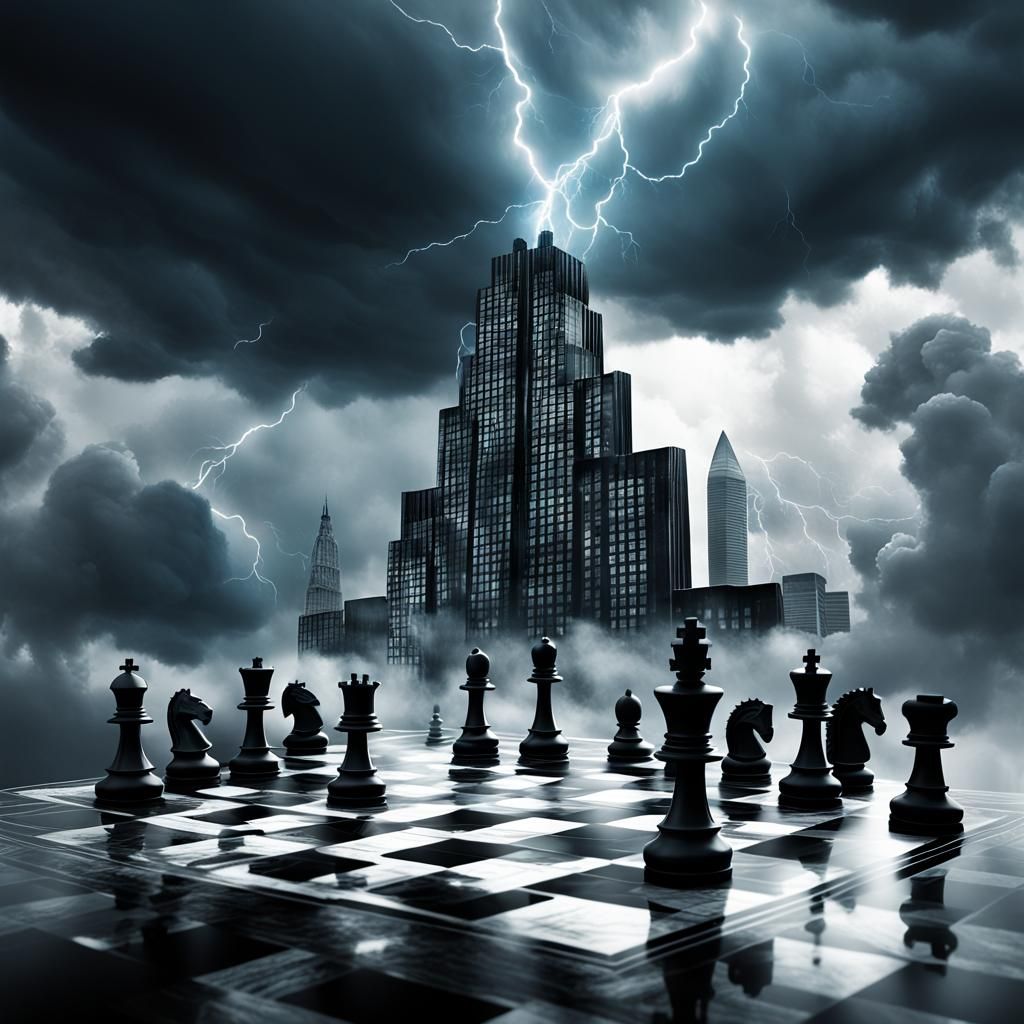 Arte Deco, edifício, xadrez.