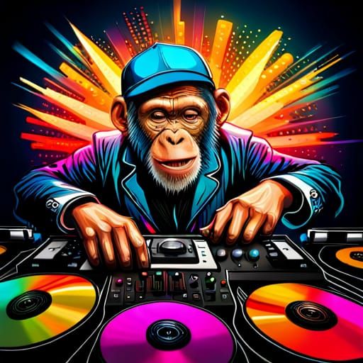 Discjockey Chimpanzee mixing   by @Vibe Weib 