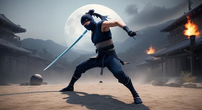 Goodness gracious, great balls  modern ninja with two katana...