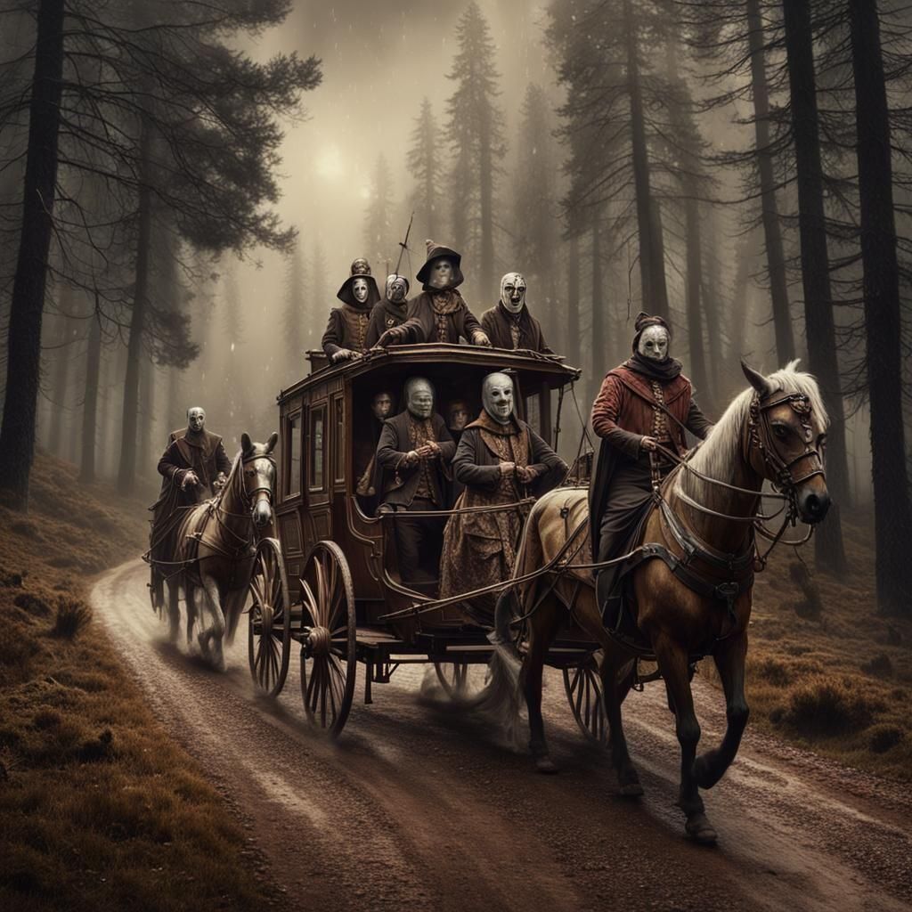 sepia mood : a group of medieval garishly clothed entertaine...