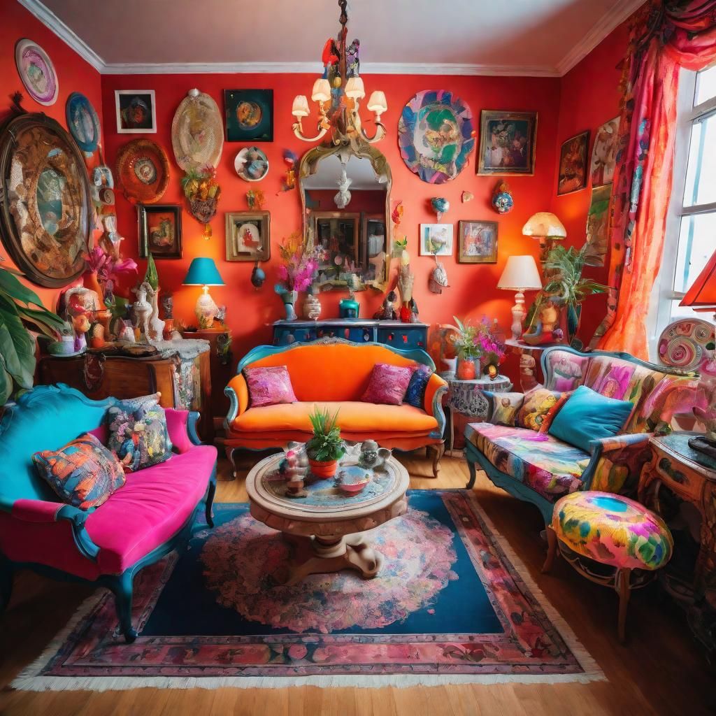 A photograph of an eclectic and flamboyant interior design, featuring ...