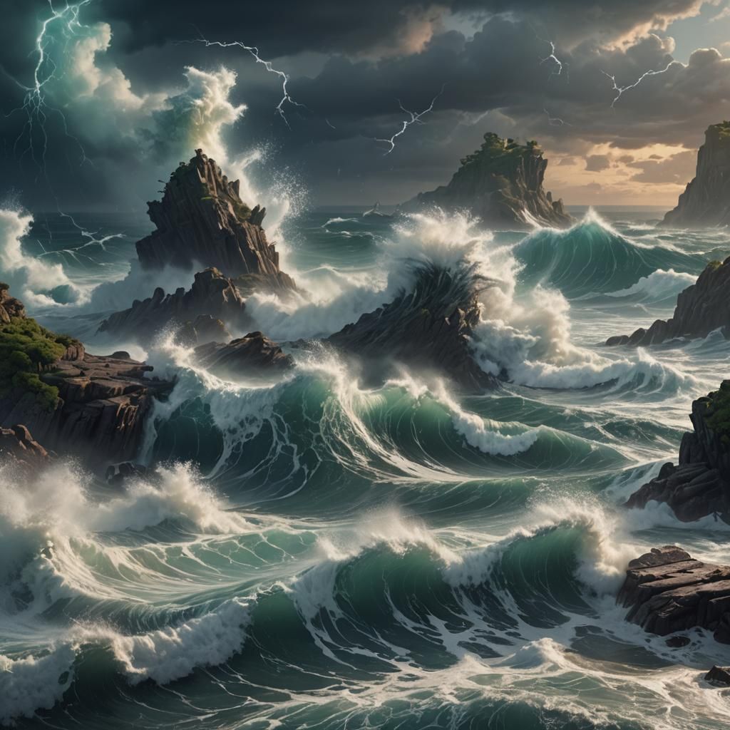 crashing tides, directing powerful ocean storms