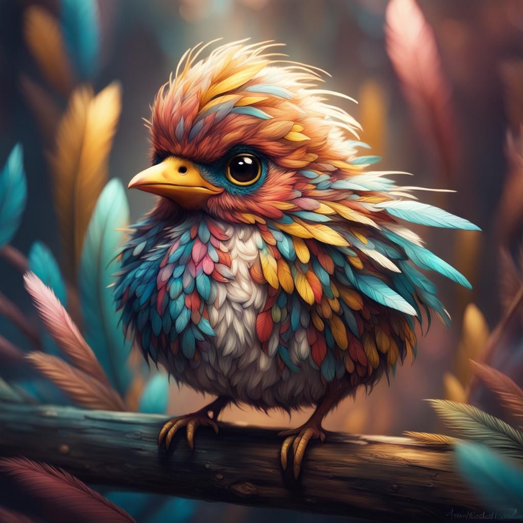 Fluffy fledgling bird