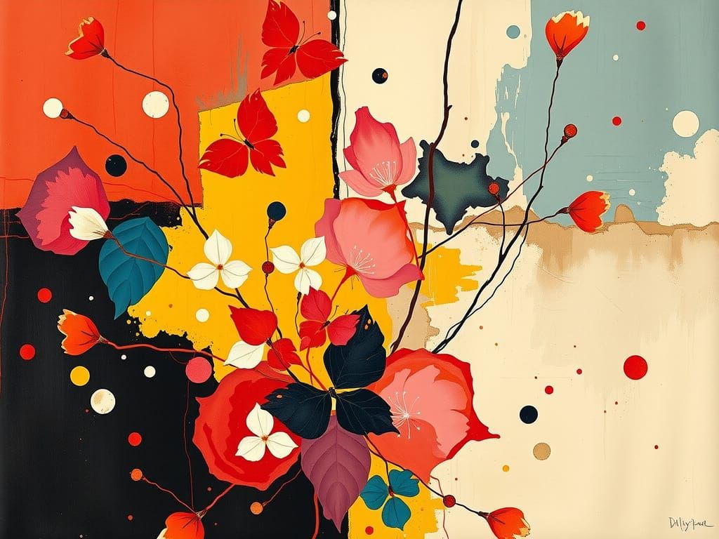 Abstract Art with Complementary Colors and Fine Details