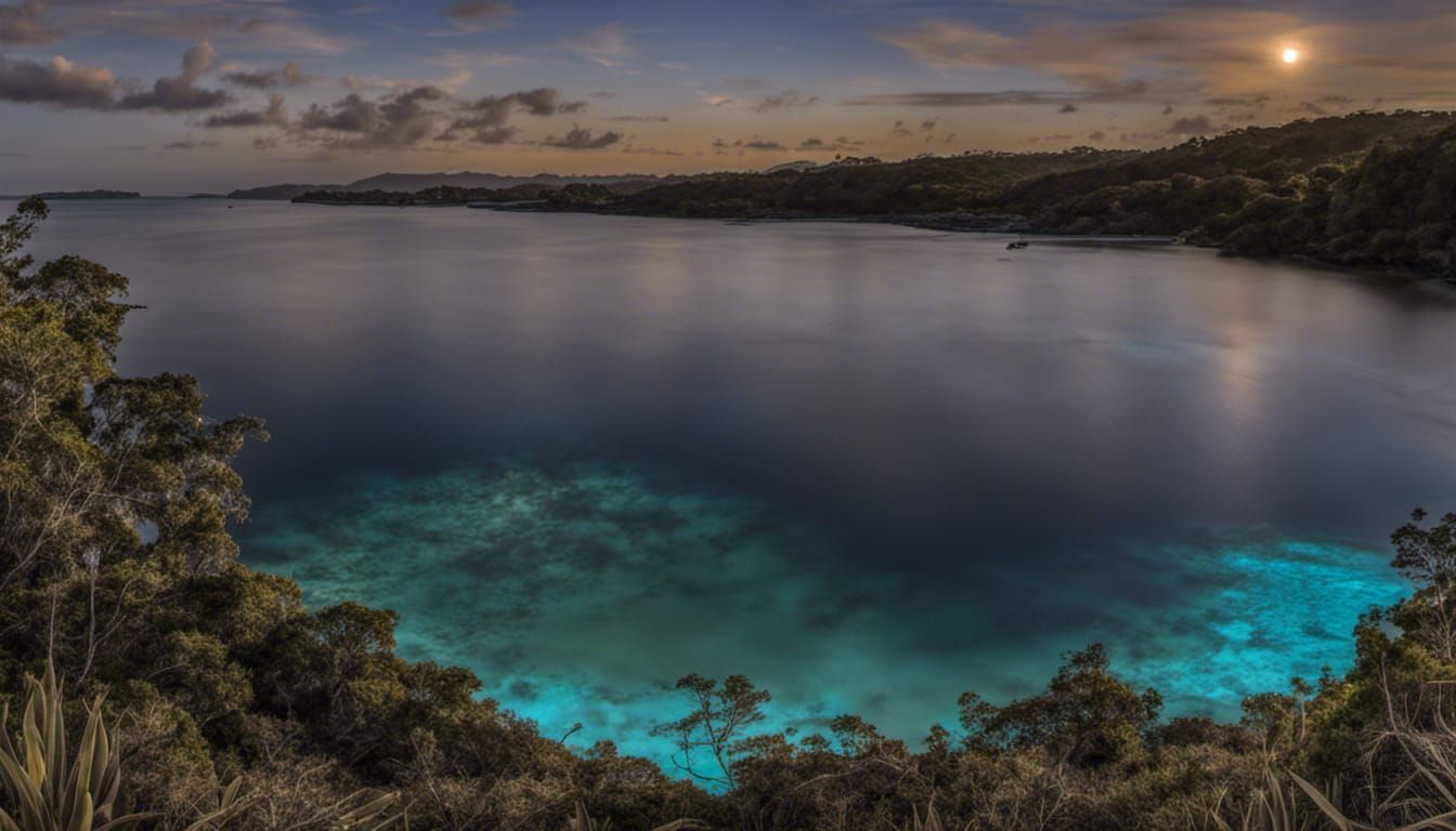 Puerto Rico Bioluminescent Bay Night, Sparkling Waters, Deep Dark 