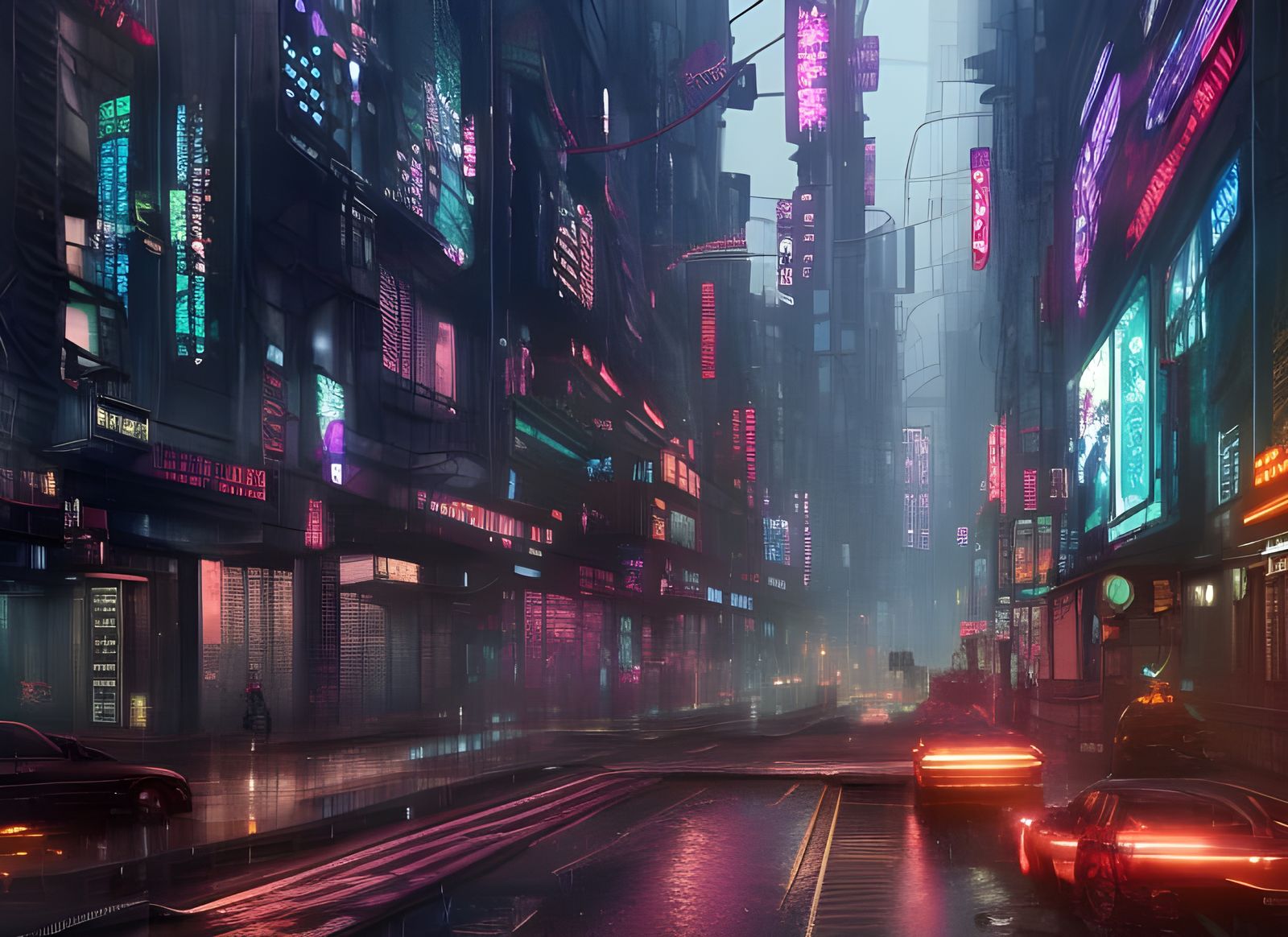 Purple neon street - AI Generated Artwork - NightCafe Creator