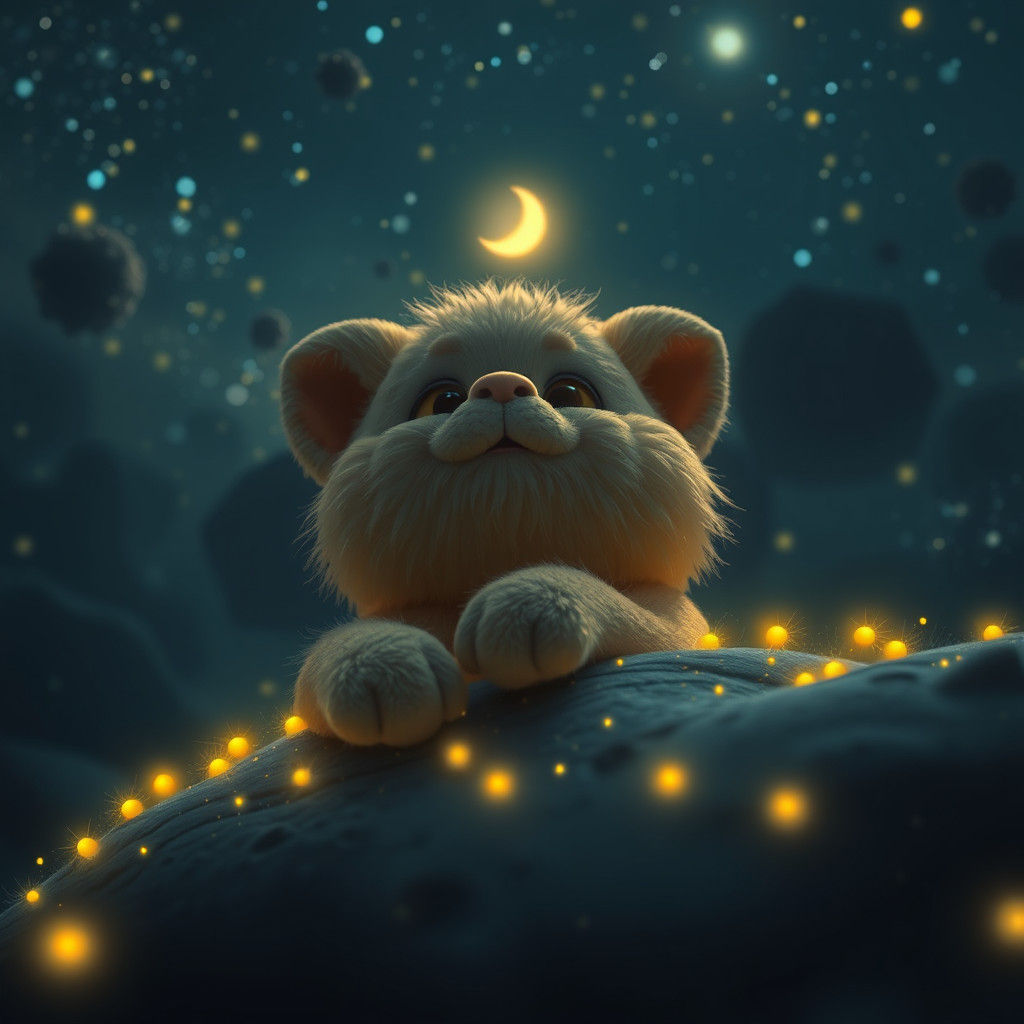 Cute Bunny Sleeping on Bright Moon in 4K