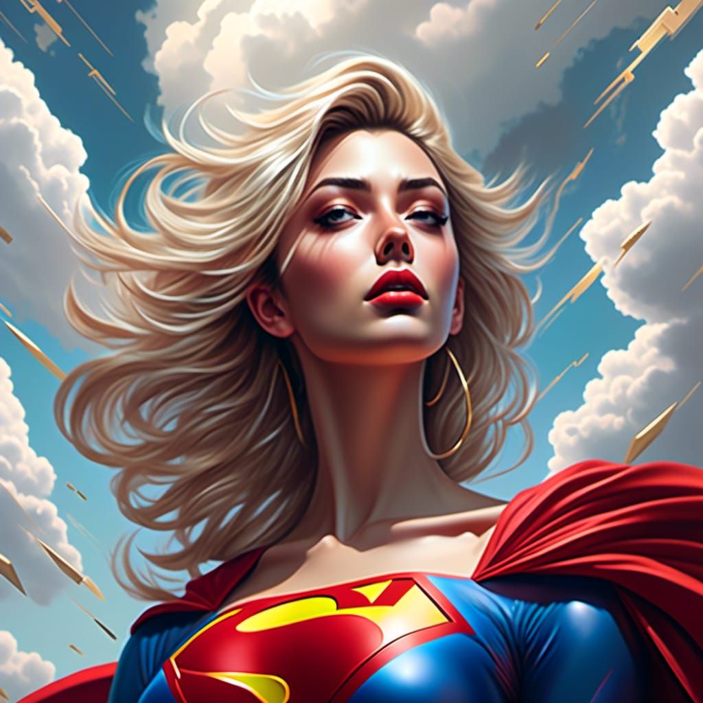<lora:lol:1.0> <lora:space:1.0> a woman dressed as superman ...