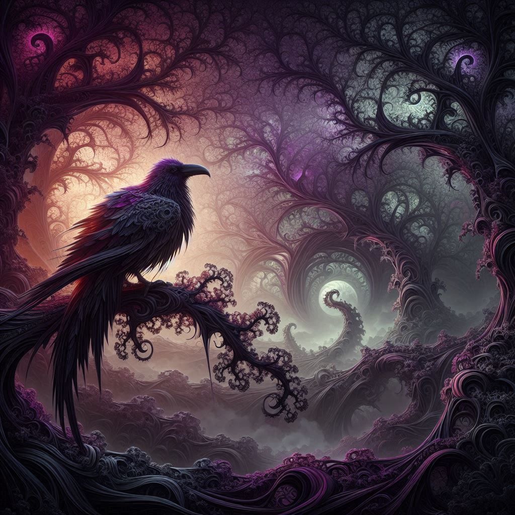 Raven in a Fractal Forest