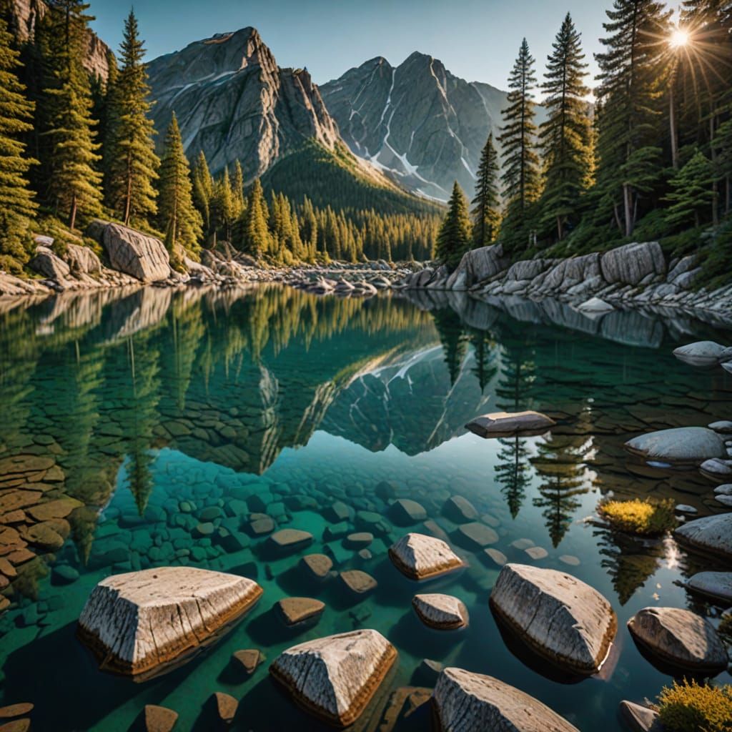 Turquoise Mountain Lake Reflection in National Geographic St...