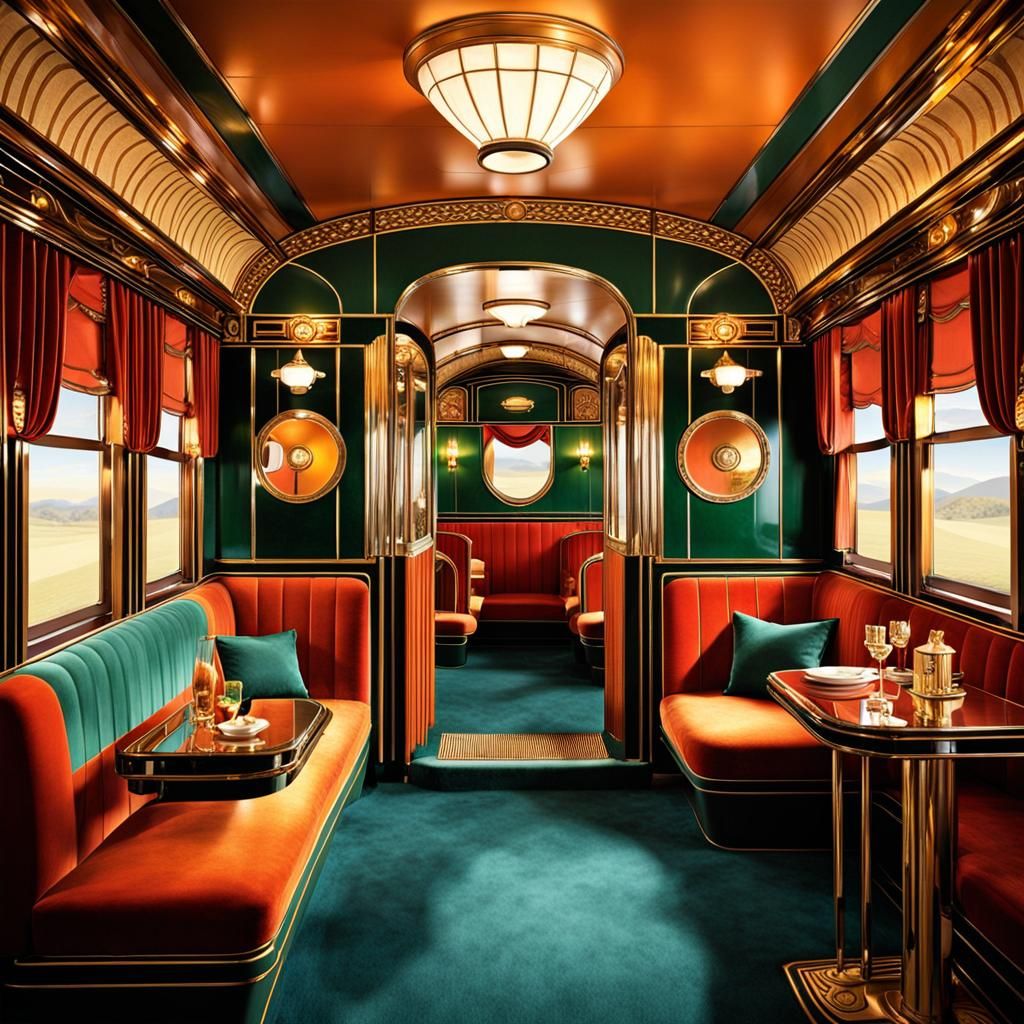 Deco train interior.   by @Crispy Bess