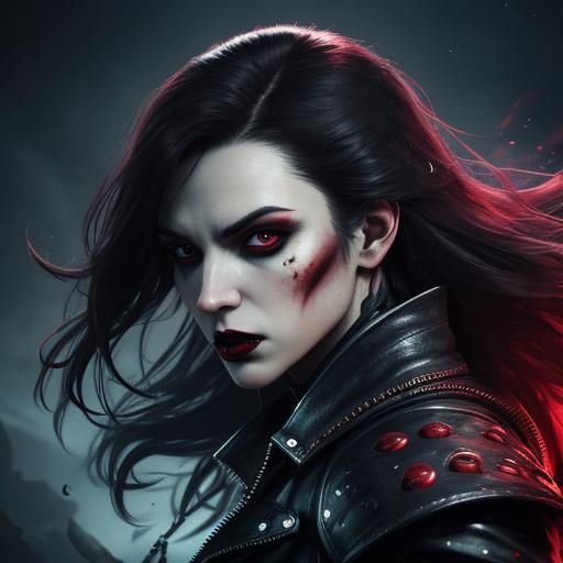 Vampire woman wearing leather