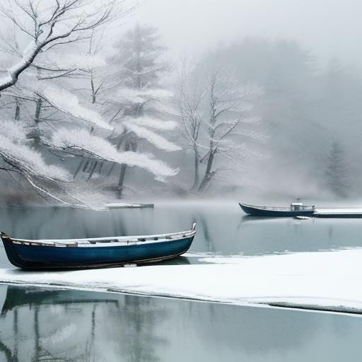 Serene Winter Scene in Tsugaru Strait as Watercolor