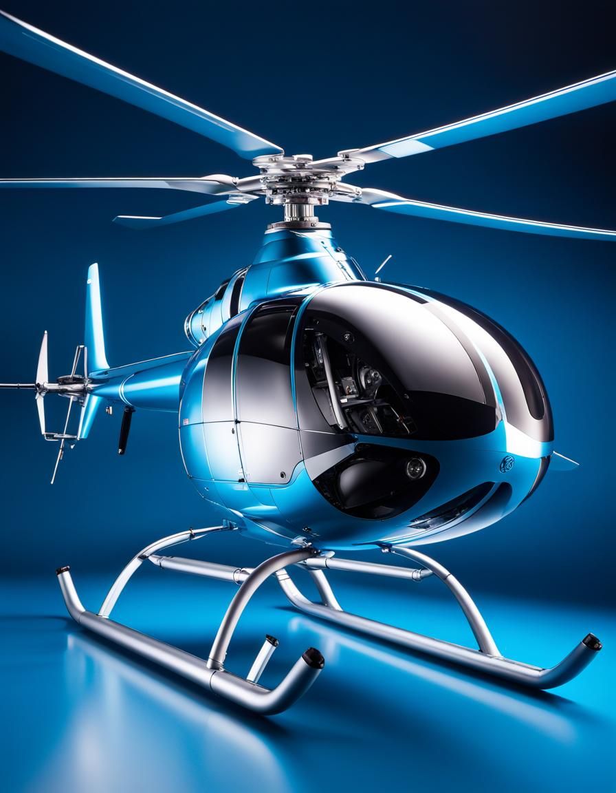Helicopter design, vortex, aluminum and glass, sleek design,...