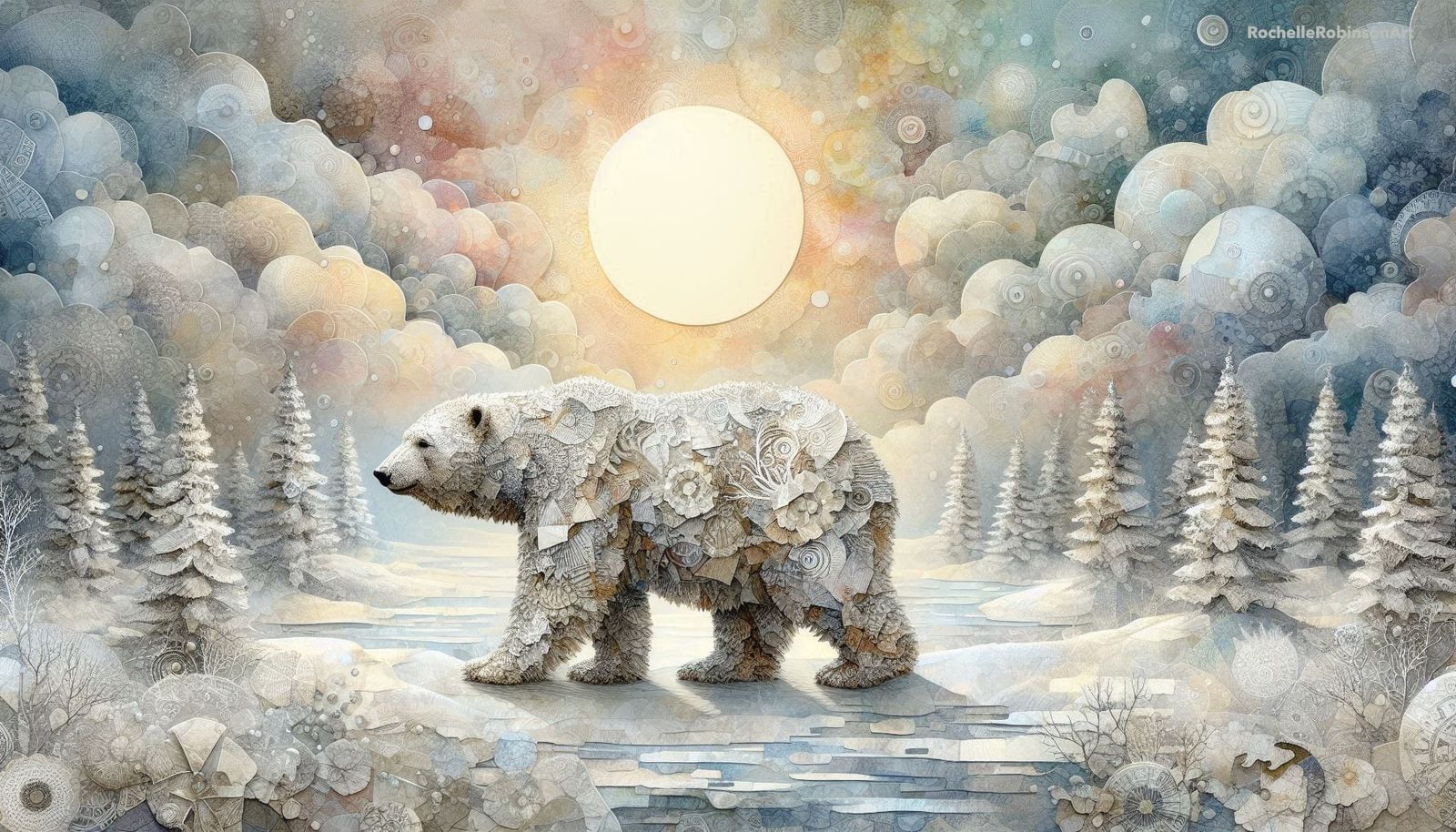 Polar Bear - Torn Paper Art