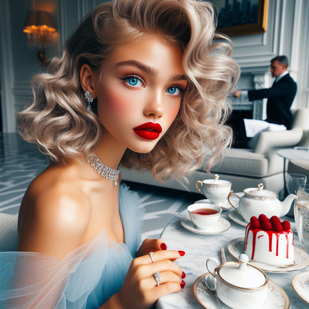 April waiting on her luncheon guests