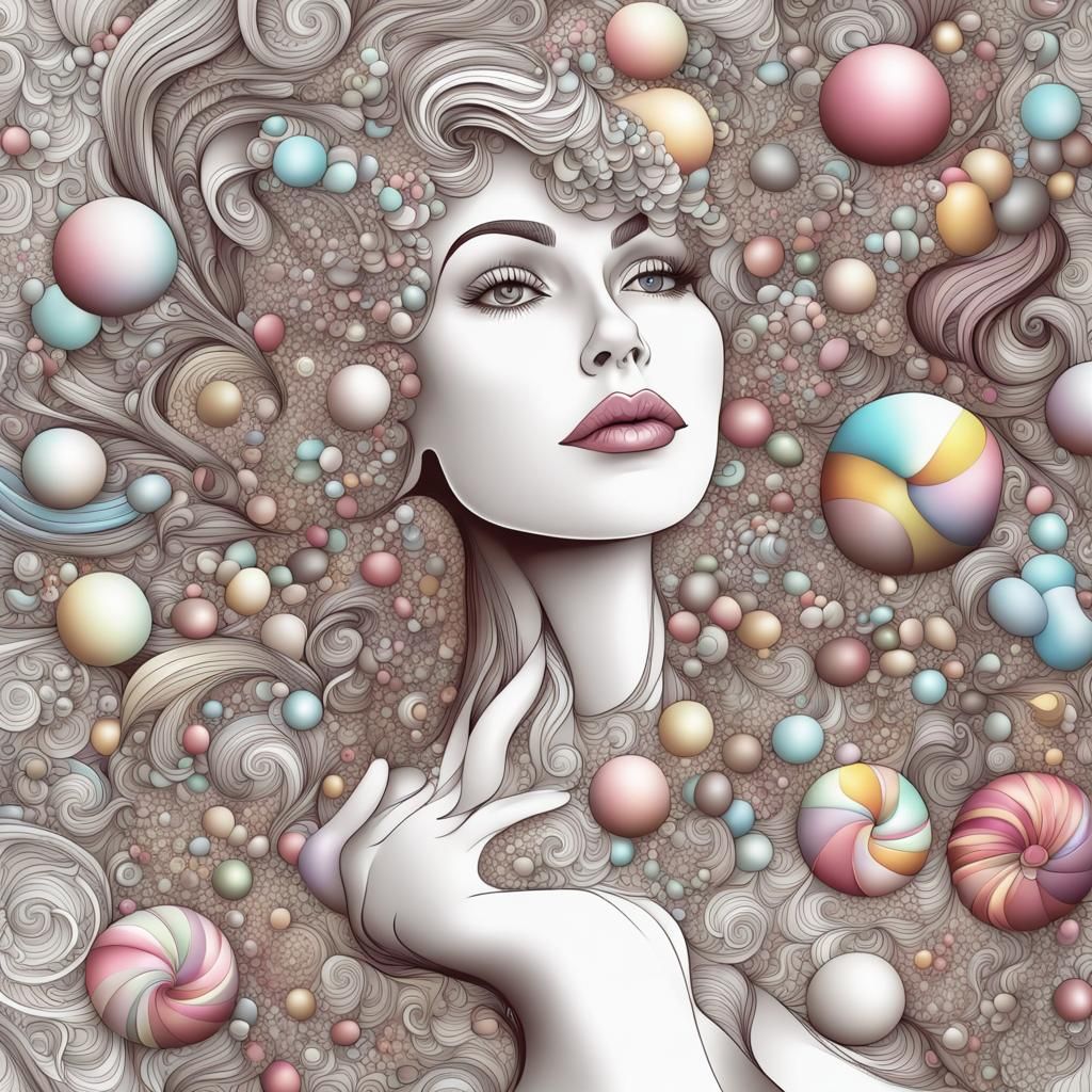 mature woman with candies