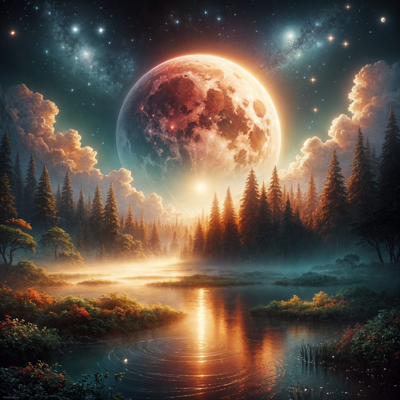 Blood moon again  by @Horse-T