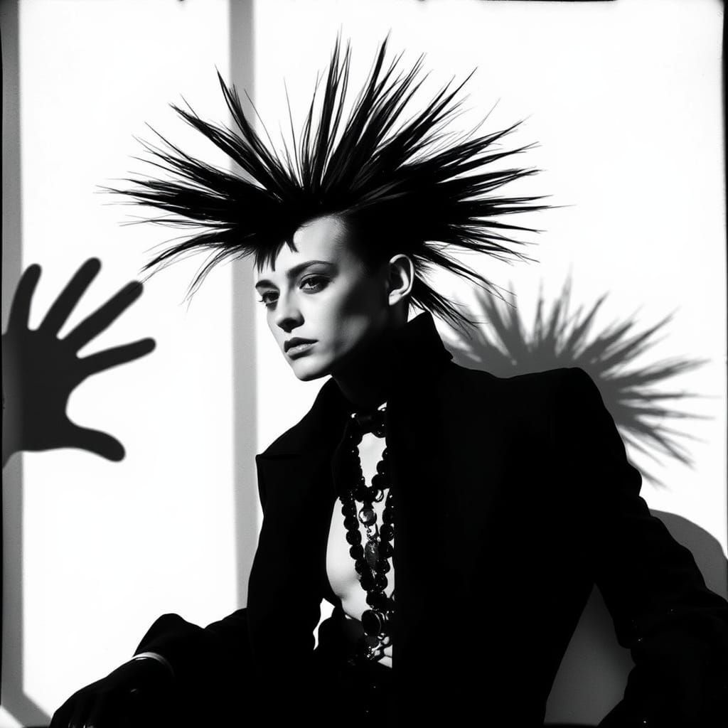 Create a black and white photogram-style image inspired by a...