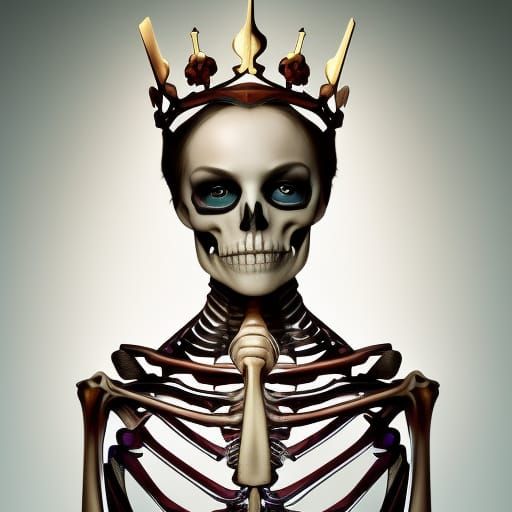 Half Human Skeleton Queen Concept Art Portrait