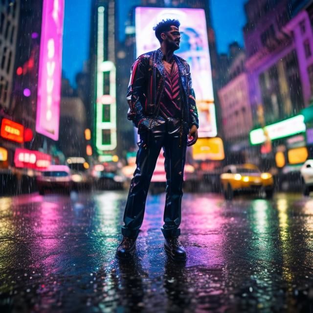  <lora:Joyful:1.0> Lights reflecting of puddles in the new york city streets