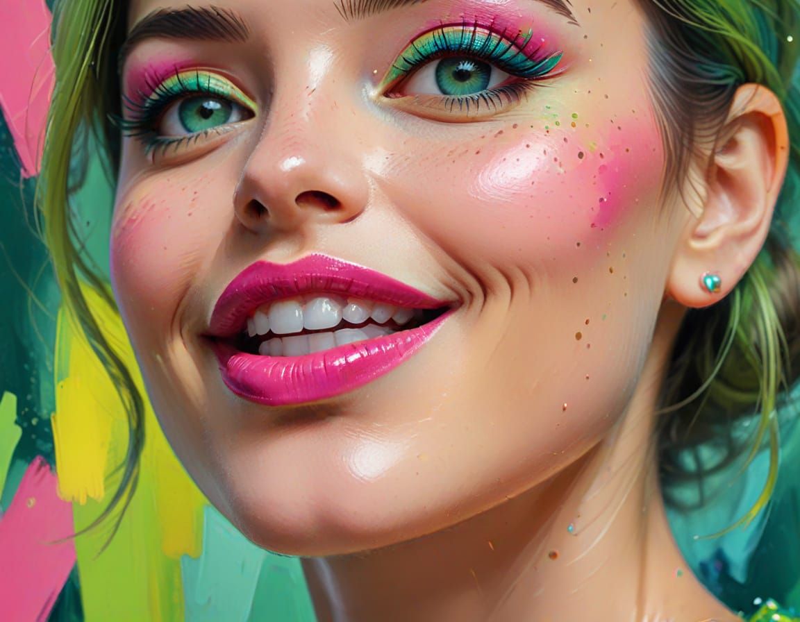 Light Rose Green beauty expressionism maximalist mixed media pop art