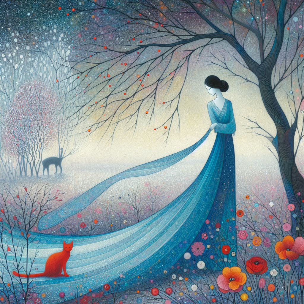 Blue Lady and the Cat