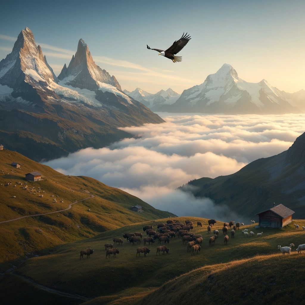 The Swiss Alps when Aurochs still roamed the land. 