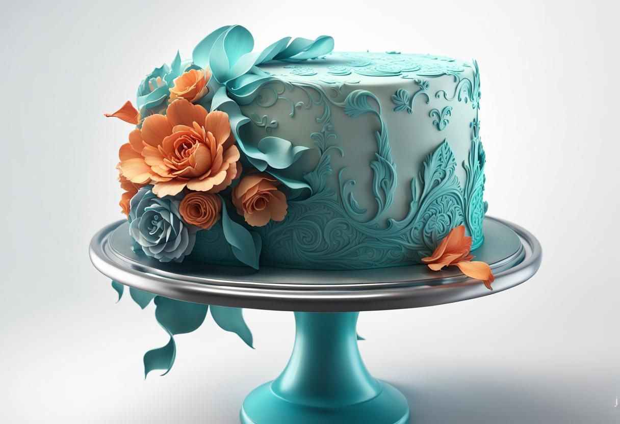 beautiful wedding cake, volumetric lighting Alphonse Mucha