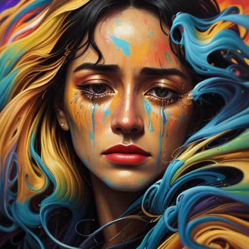 Expressionist Portrait of a Crying Woman