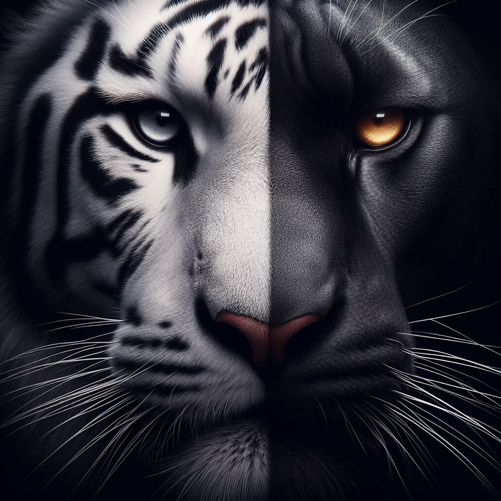 Split Face - White Tiger & Black Panther
