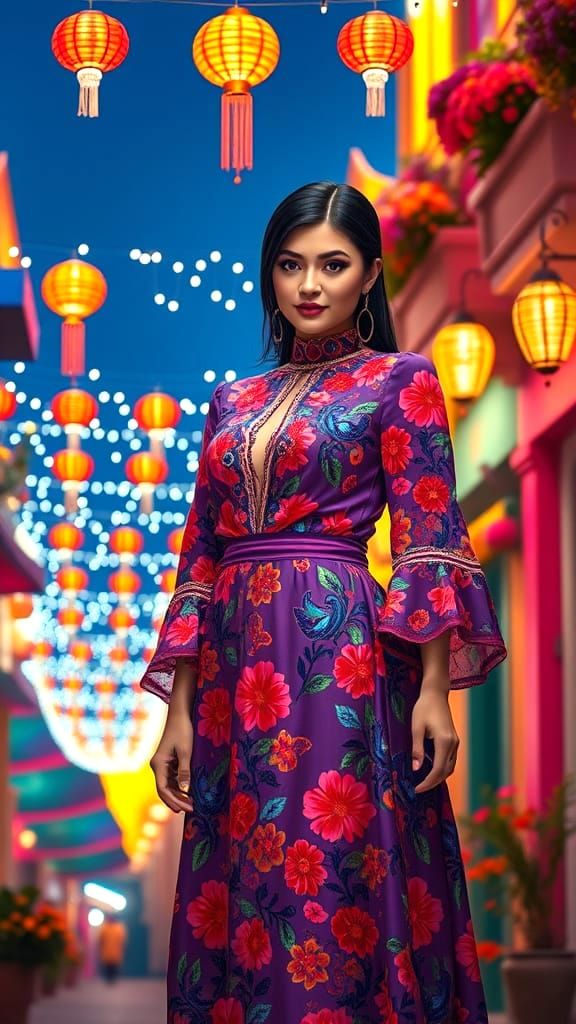 Celestial Kylie in Vibrant China Poblana Robe