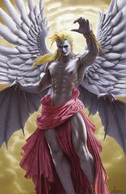 Ultra photorealistic portrait of Kefka Palazzo the god of Magic from final fantasy 6 SNES video game casting light of judgement spell