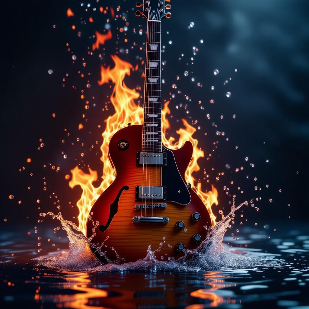 Fiery Water Guitar in Dramatic Contrast