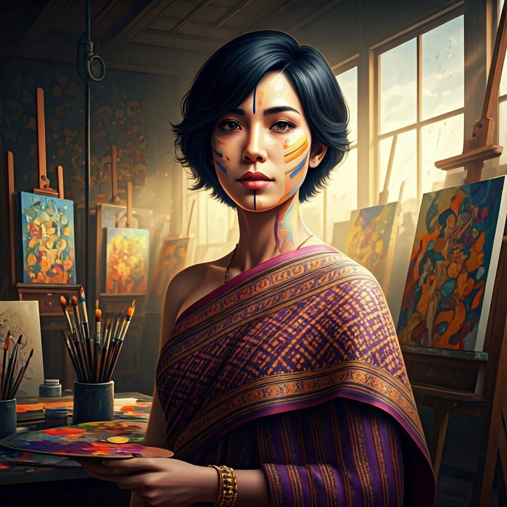Thai Modern Artistic Visionary in a Vibrant Studio