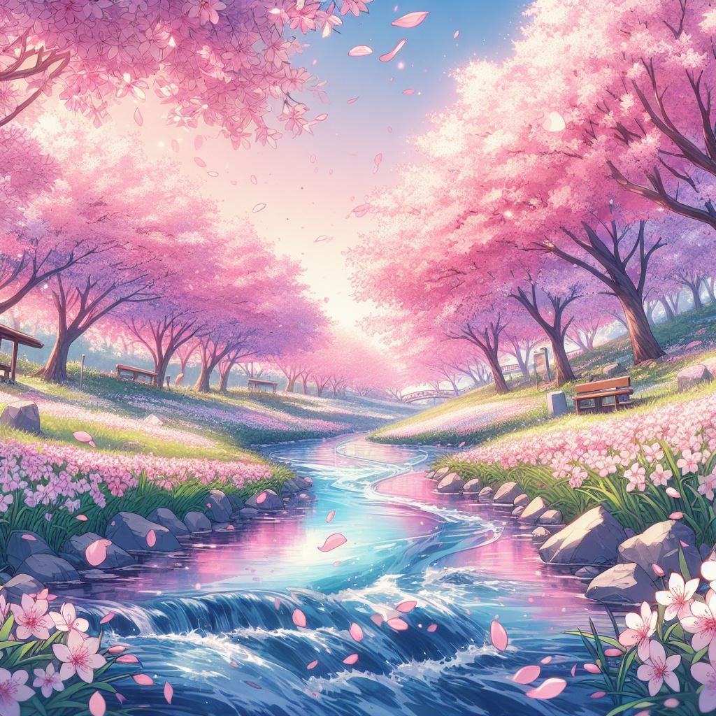 Cherry blossom stream