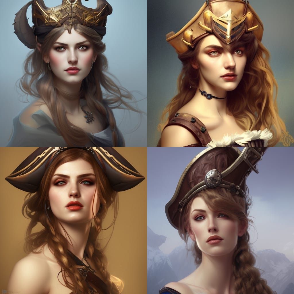 Glamour Portrait of Norse Woman in Pirate Hat