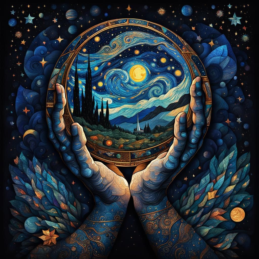 He’s got the whole world in His hands dark starry night, stained glass patterns, gorgeous eyes, fantasy ...  by @Pjrockey