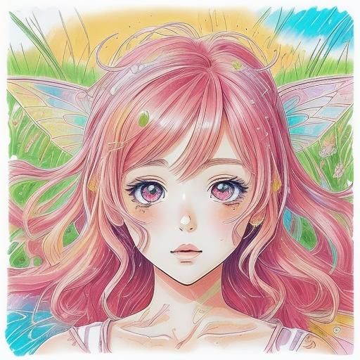 (Lora : Sparkle beautiful face)  Gel pen markers, manga styl...