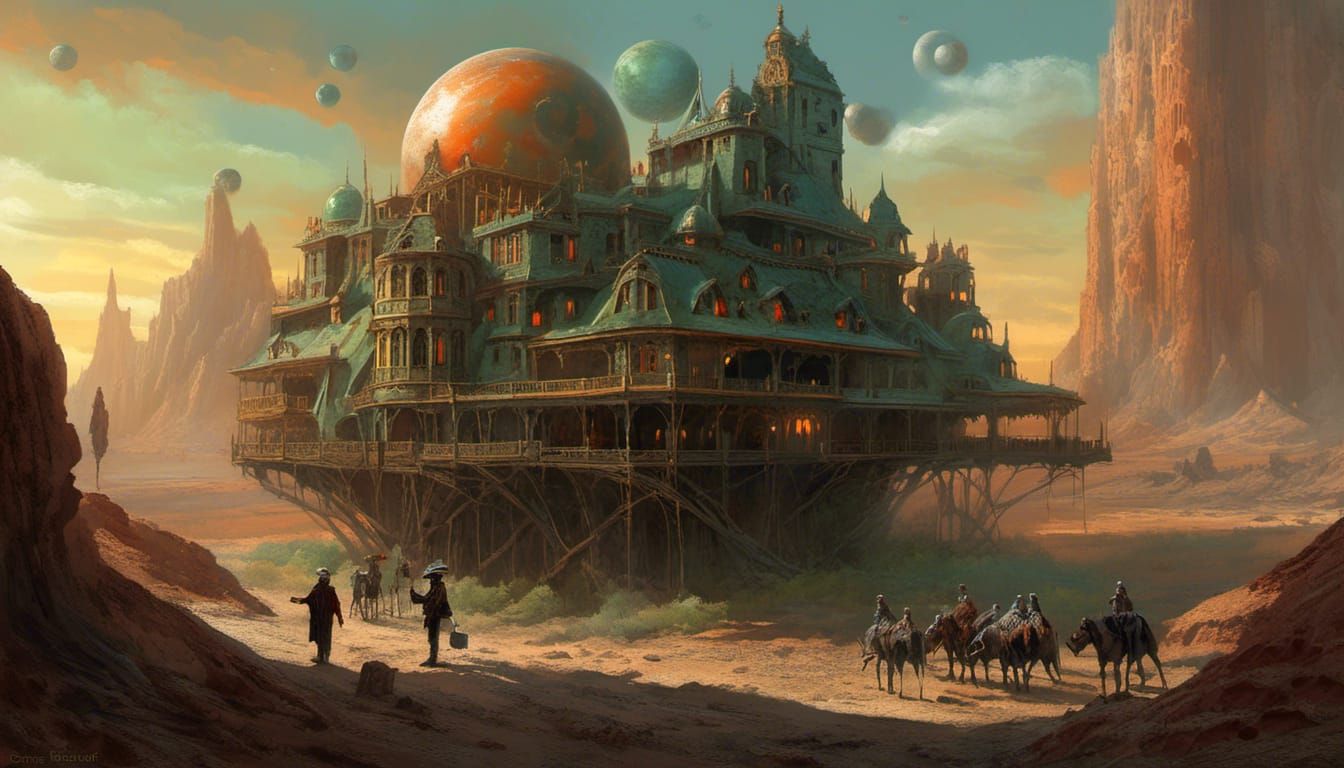 exoplanet:alien-hotel,badlands,türkis,orange,bronze,grün,rot...