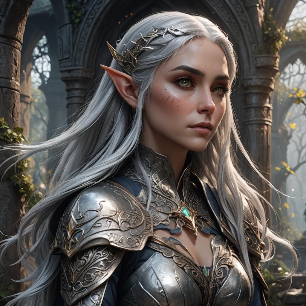 an elf girl with silver hair detailed matte painting, deep c...
