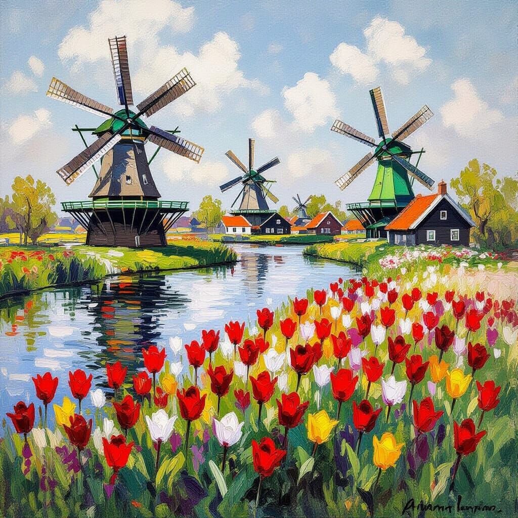 A vibrant tulip field in the Netherlands, which it is famous for to visit.  by @Janice Teng