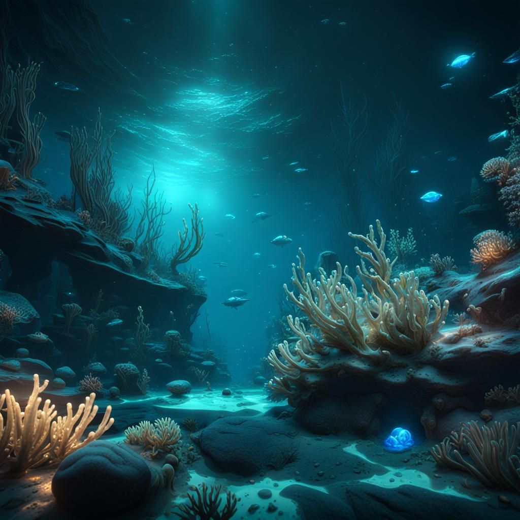 Bioluminescence from deep sea - AI Generated Artwork - NightCafe Creator